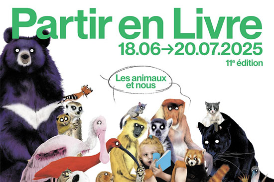 affiche officielle de l'opération partir en Livre réalisé par l'illustratrice Julie Colombet