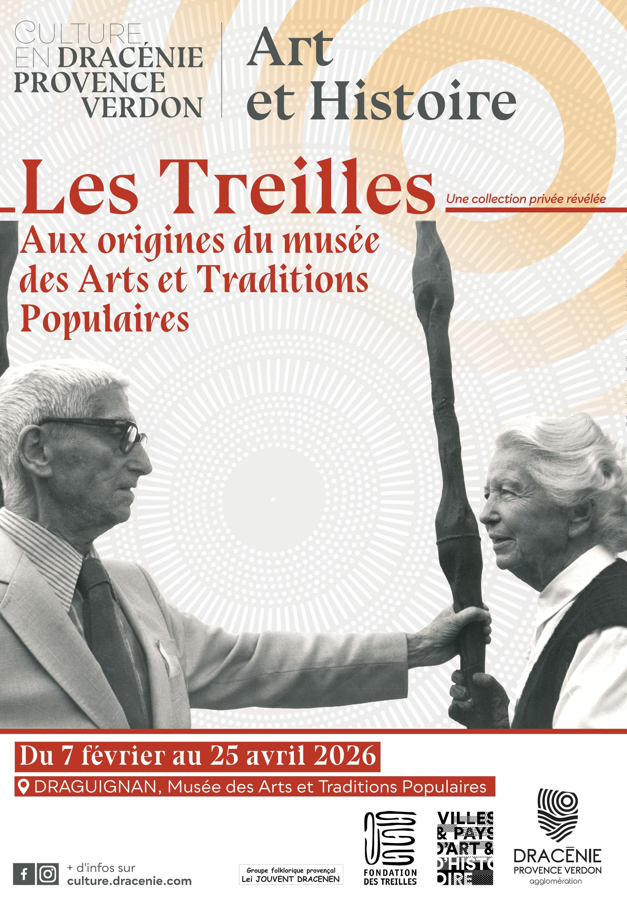 Affiche générique de l'exposition "Les Treilles. Aux origines du musée des Arts et Traditions Populaires à Draguignan